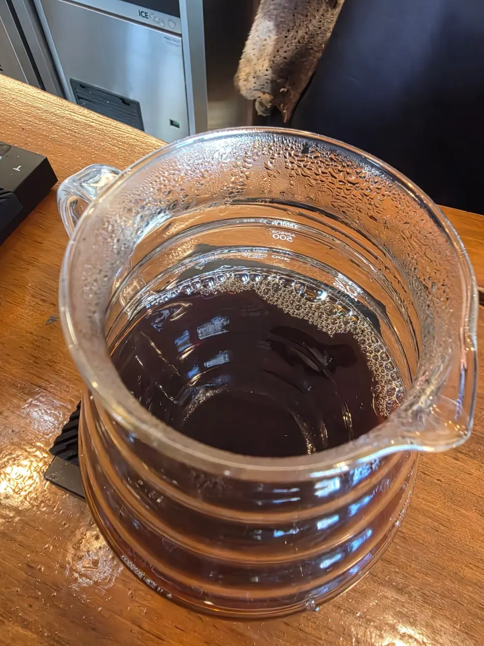 Coffee being extracted through hand-drip brewing