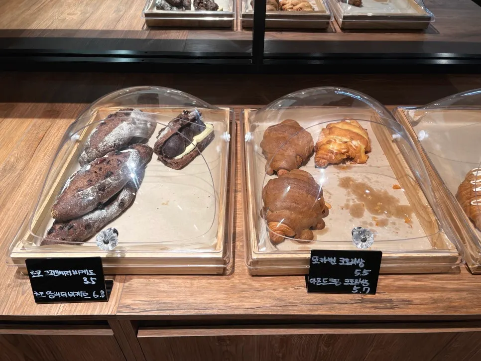 Close-up of the dessert showcase