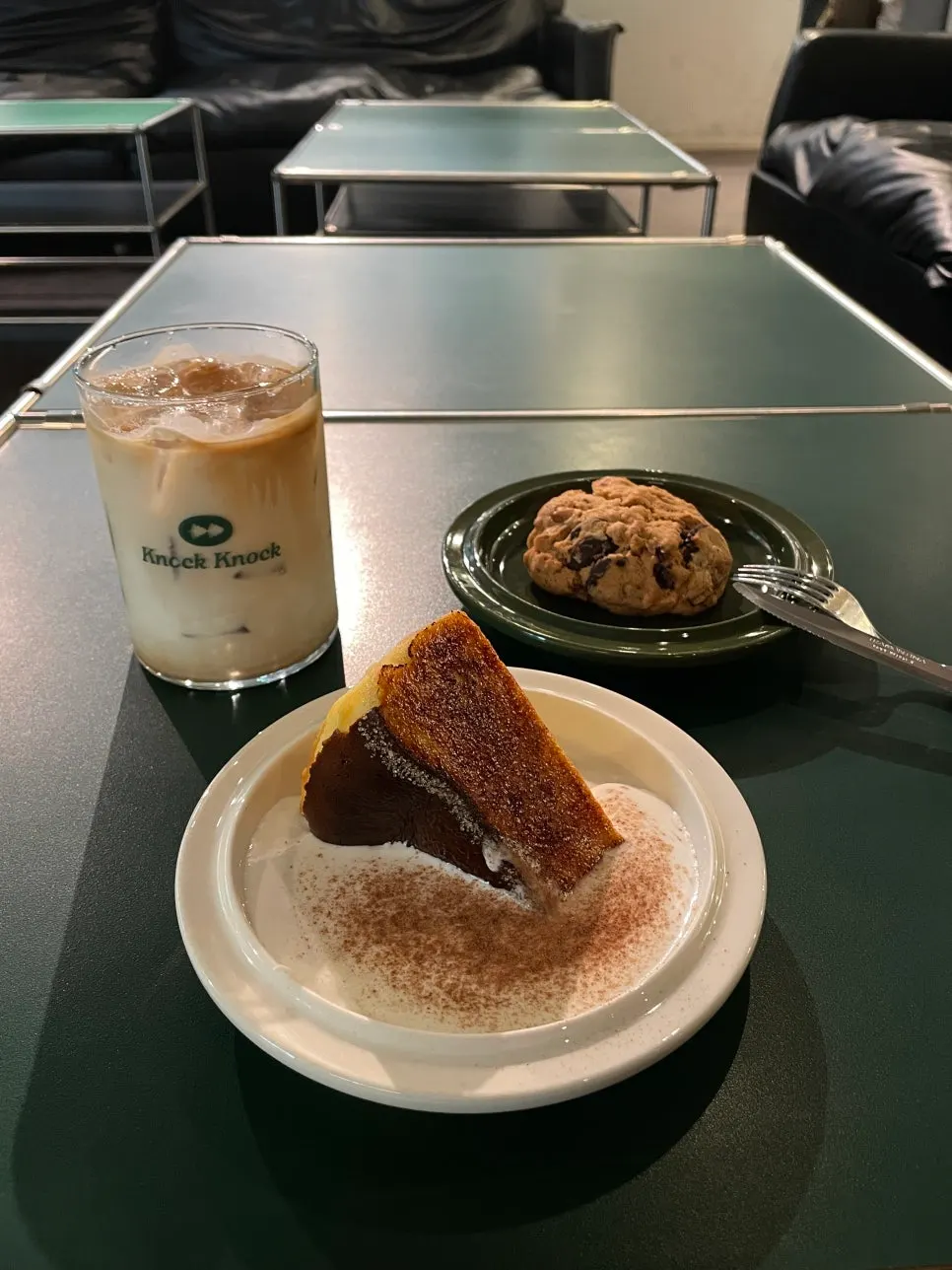 A slice of crème brûlée Basque cheesecake