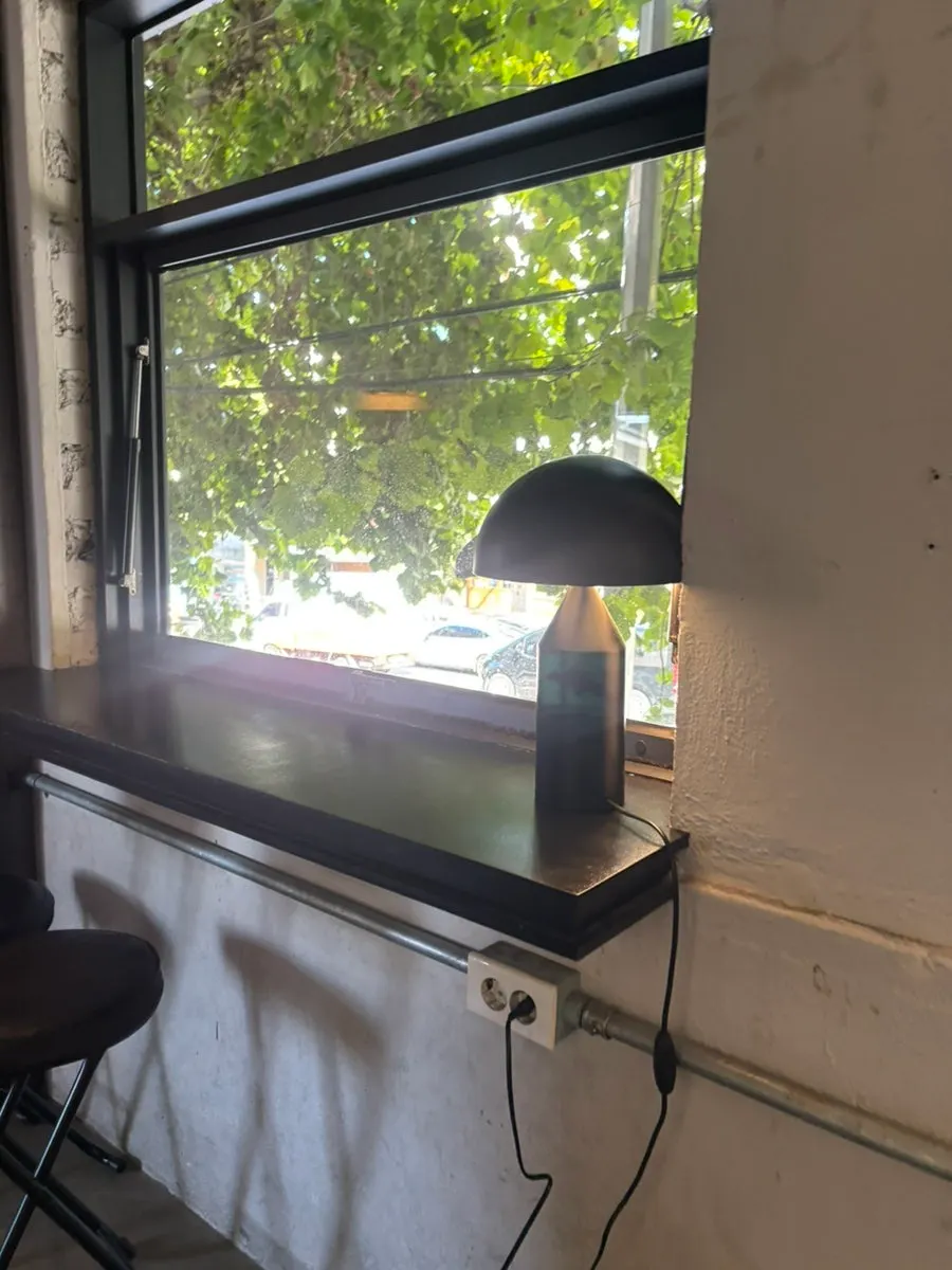 Work table with hand-drip brewing tools