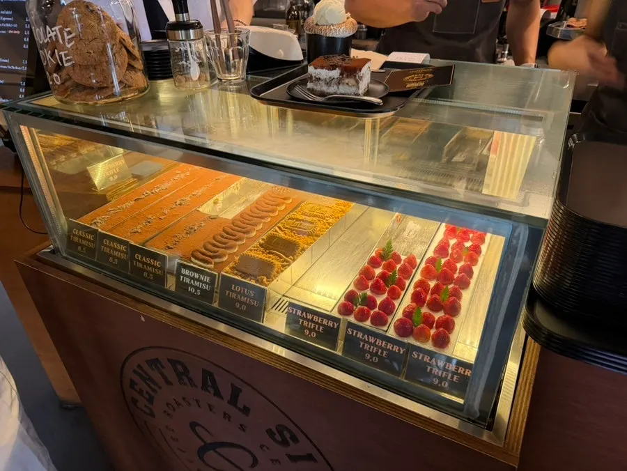 Dessert menu listing the various tiramisu options