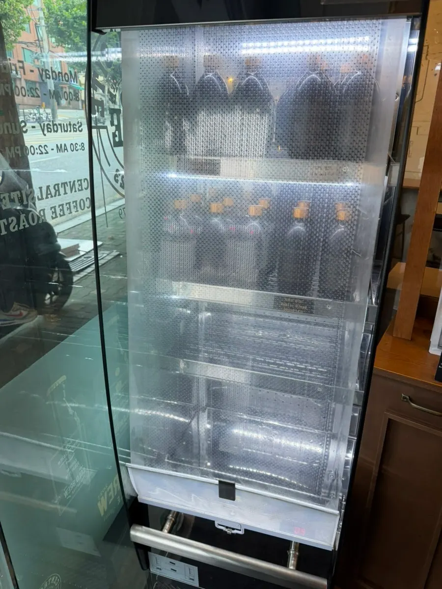 Cold brew bottles displayed ready to grab and go
