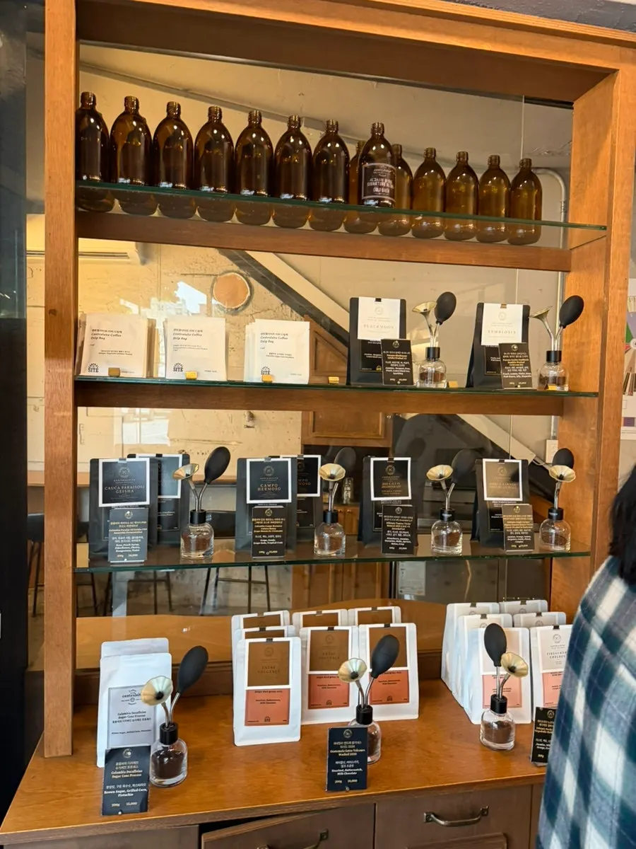 A wide lineup of beans on display in the store