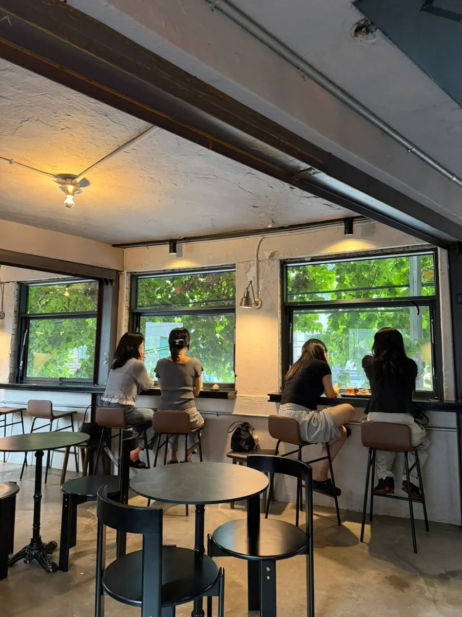 Window-side seats on the second floor with natural light