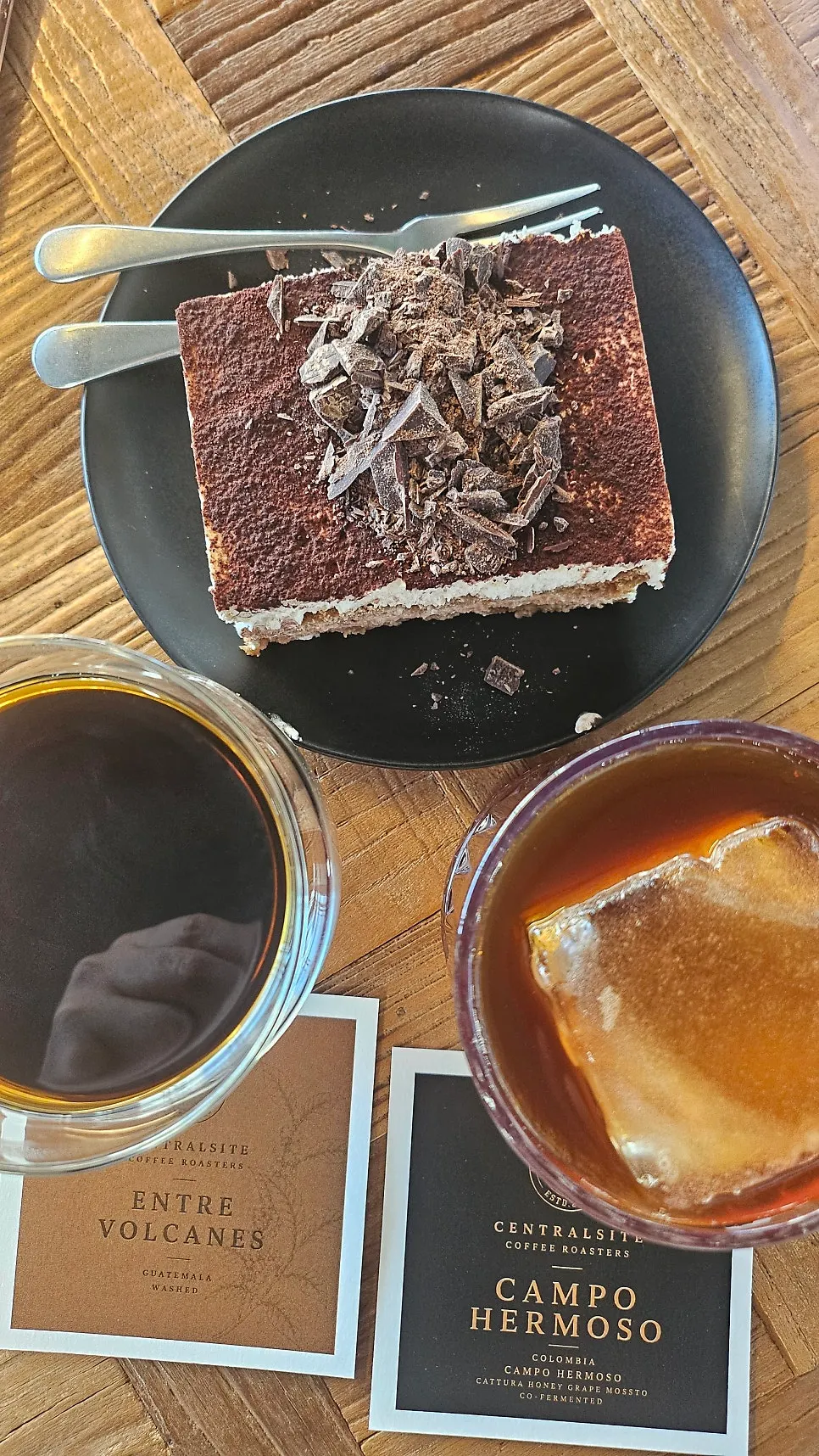 Classic tiramisu topped with dark chocolate powder