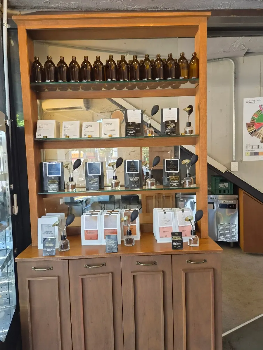1st floor interior with beans displayed for sale