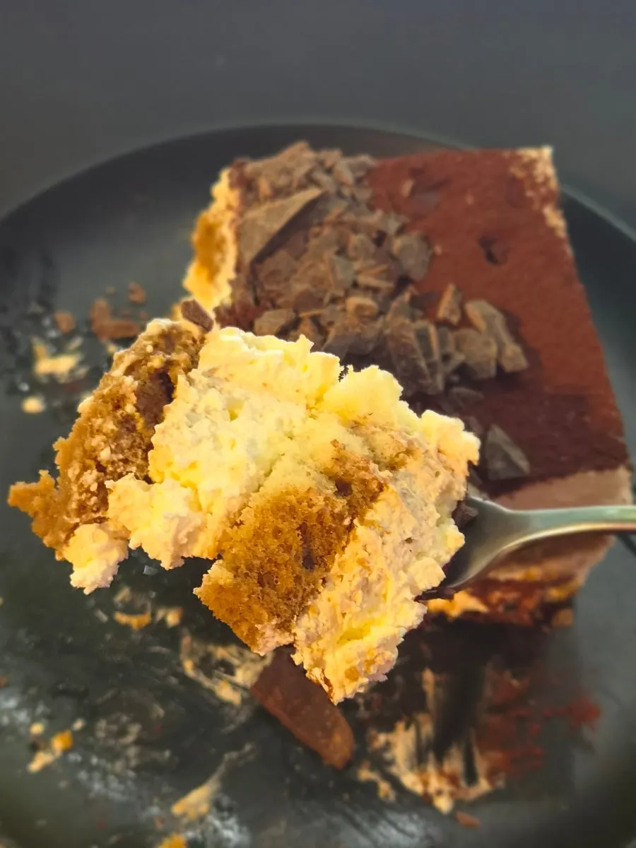 Tiramisu served alongside Guatemala drip coffee