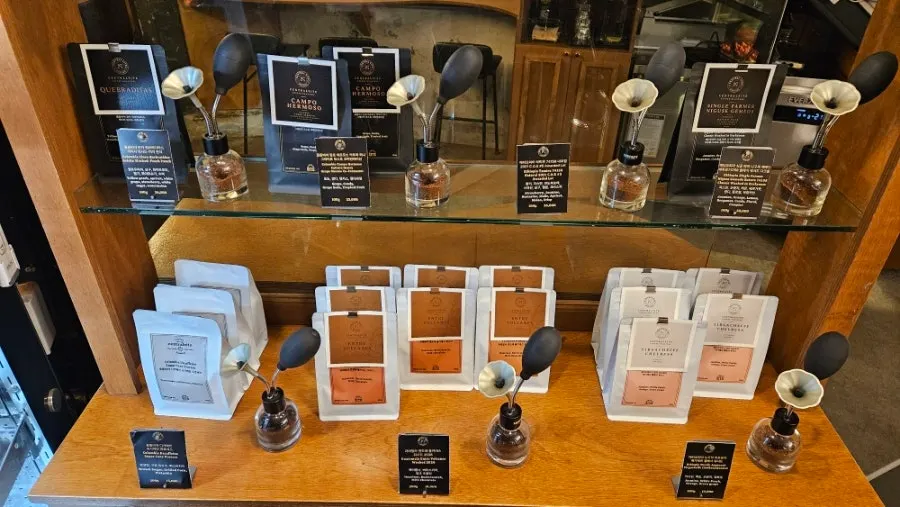 Single origin beans displayed at Central Site Yeonnam