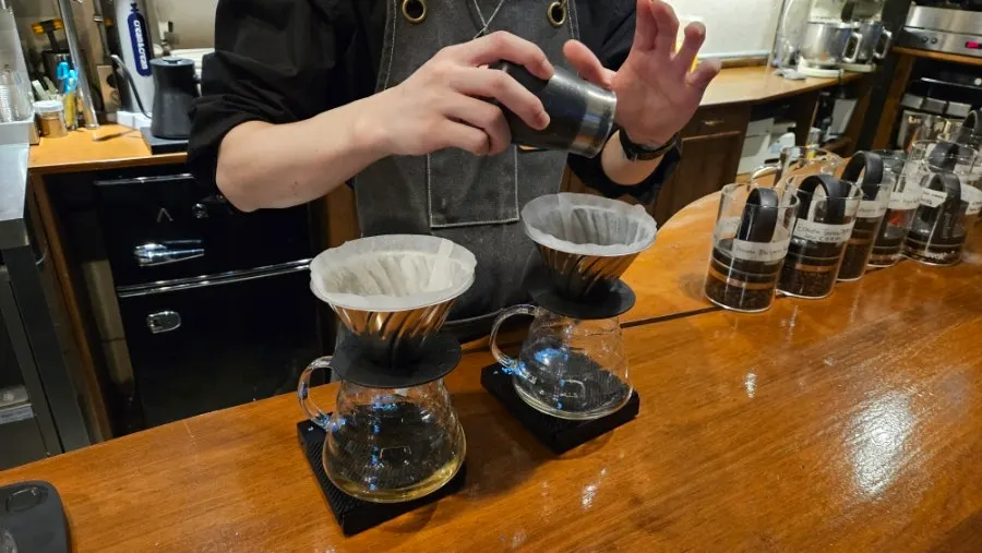 Pouring hand-drip coffee