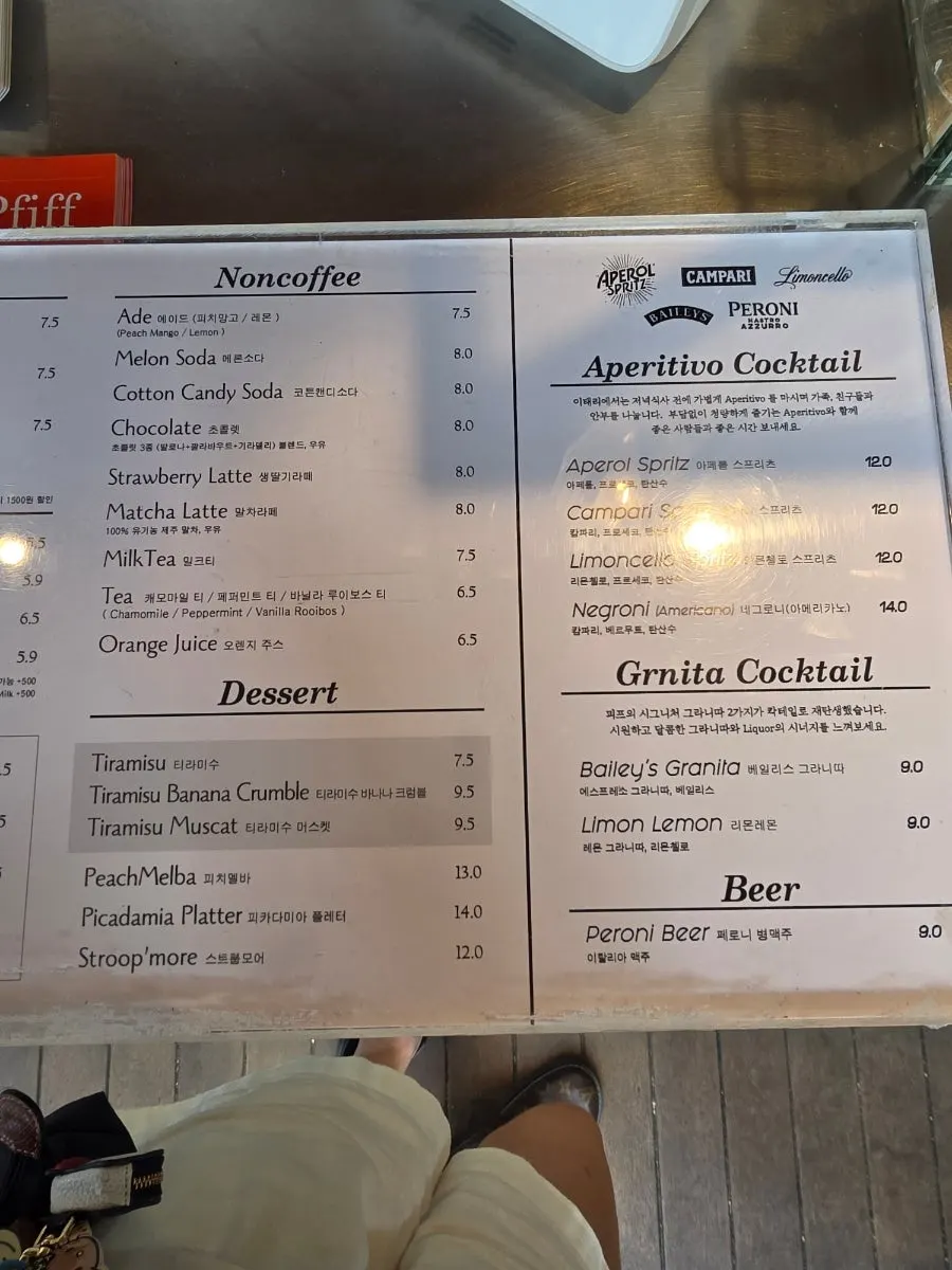 Pip Espresso Bar menu