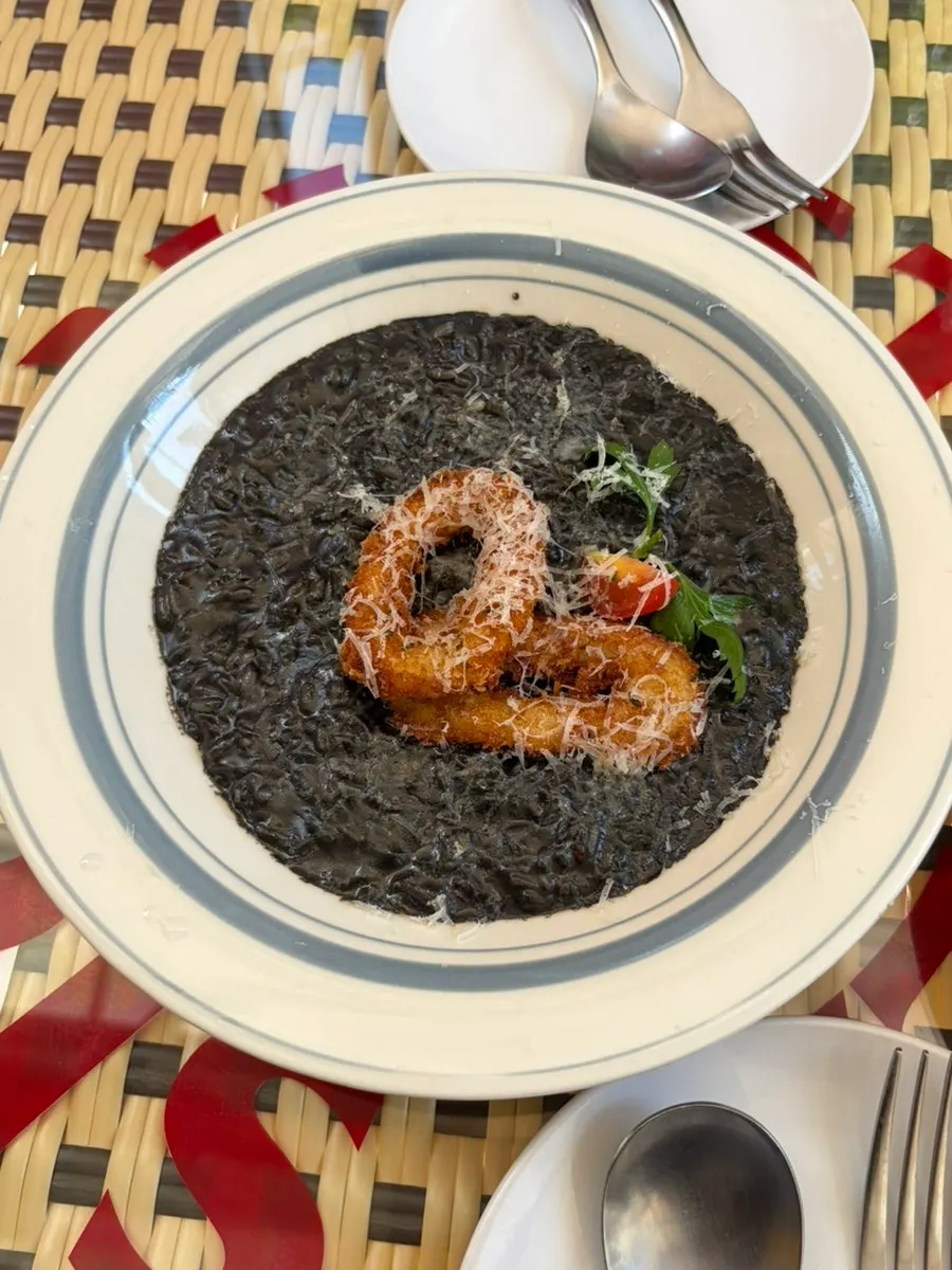 The pitch-black squid ink risotto