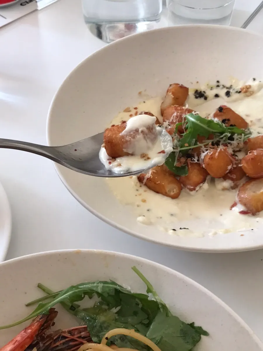 Potato gnocchi in a thick cream sauce