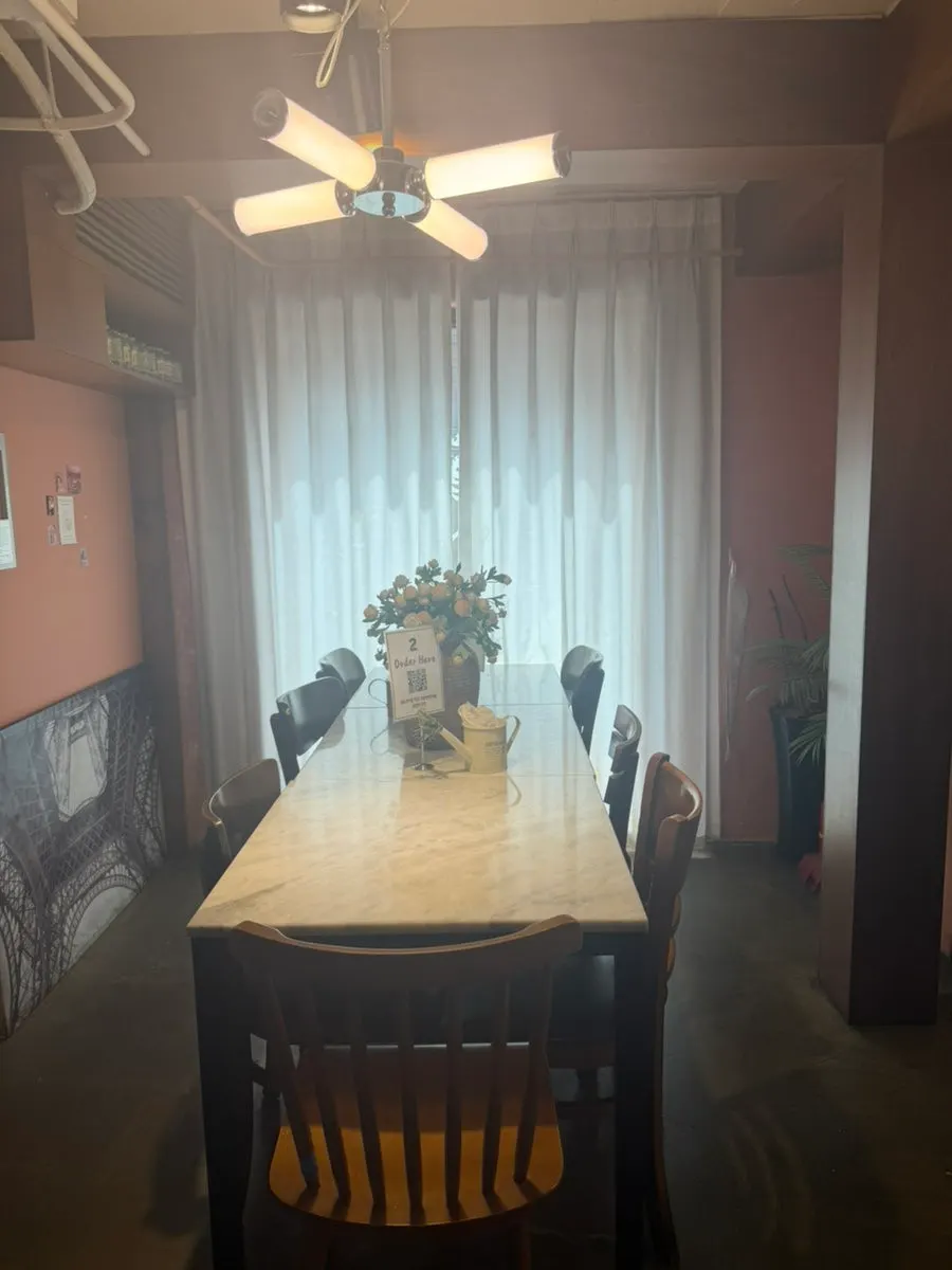 A compact space with neatly arranged tables