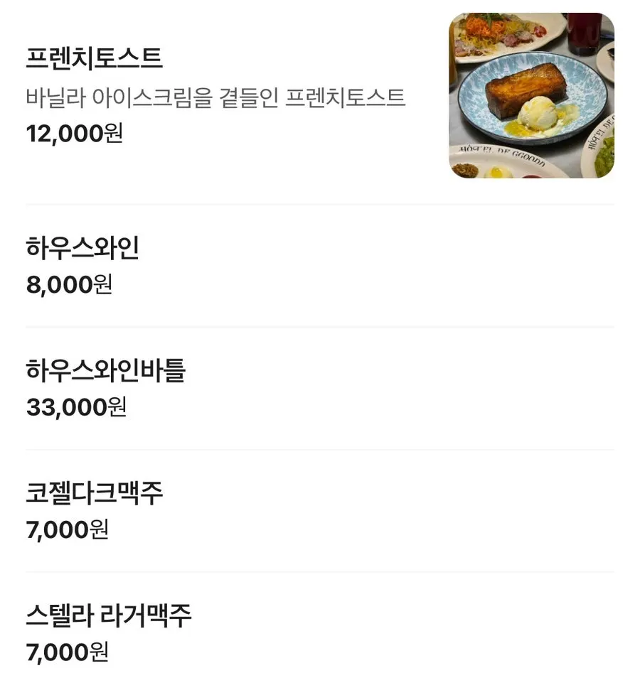 Pasta and steak menu information