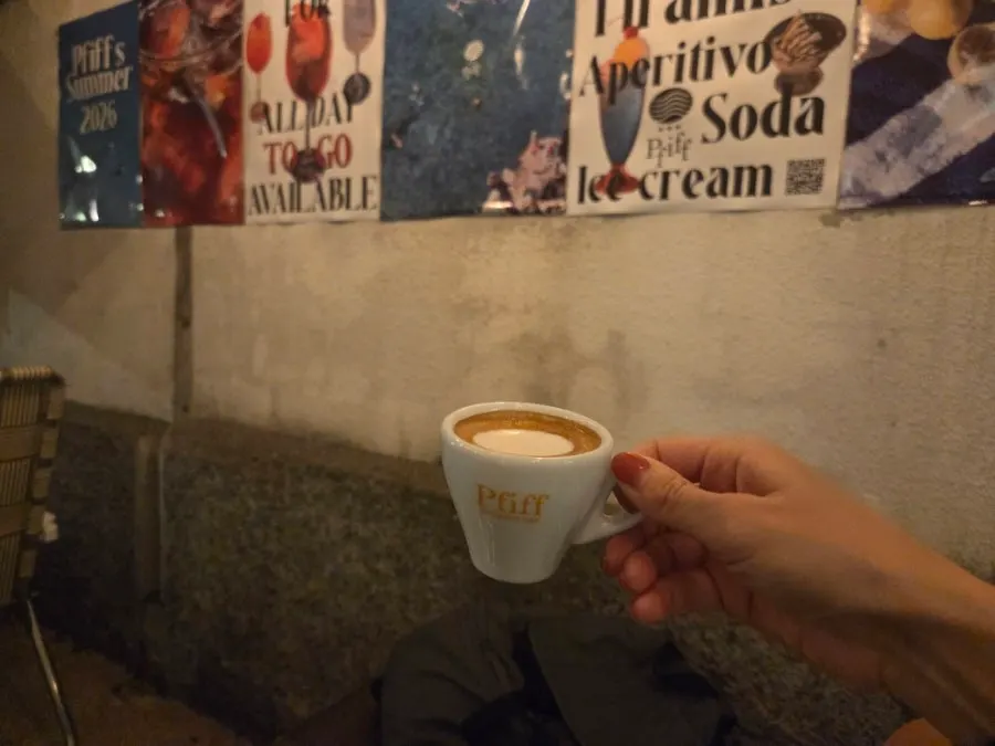 Evening terrace atmosphere at Pip Espresso Bar in Yeonnam-dong