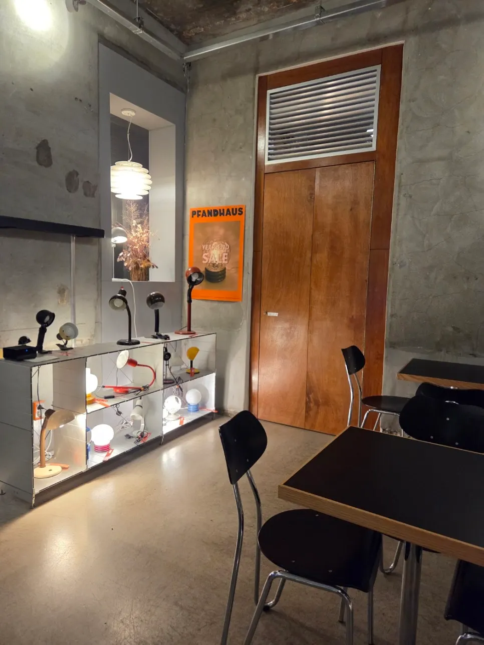 Café interior with a variety of seating