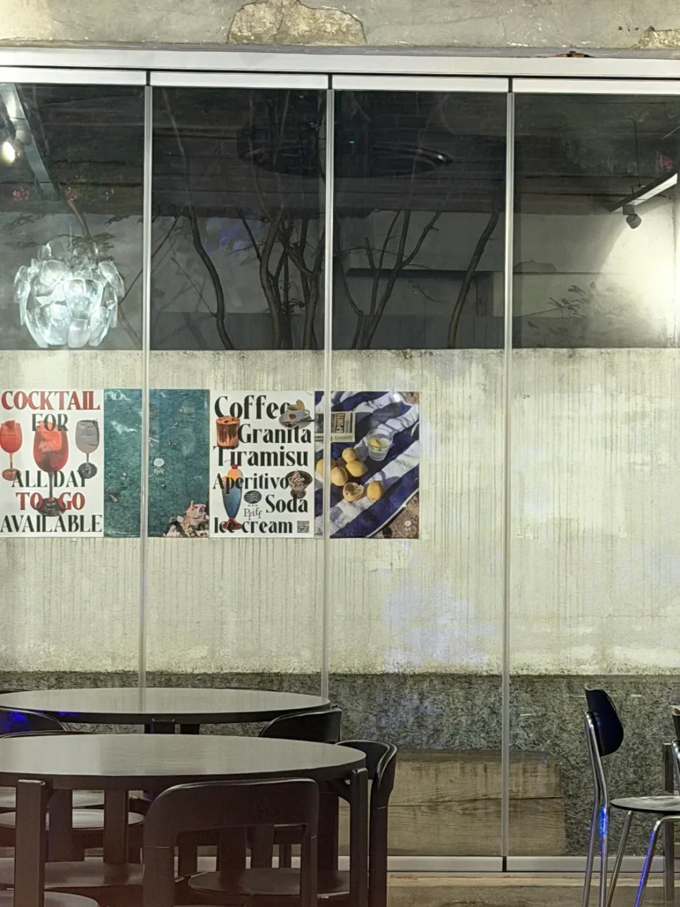 Quiet room-like space deeper inside the café