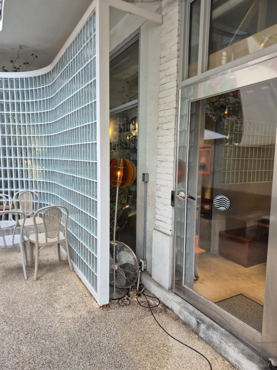 Pip Espresso Bar's terrace space on a rainy day