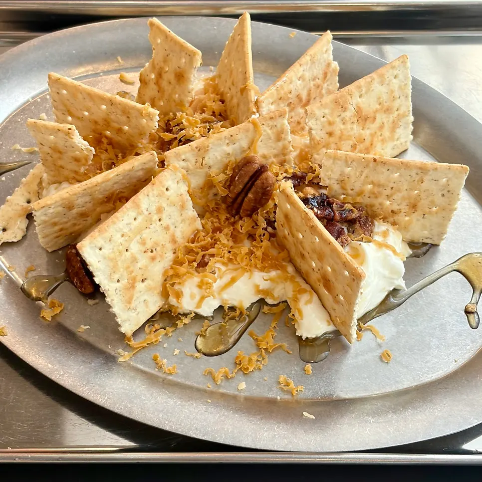 Full plating of the pecan-macadamia platter