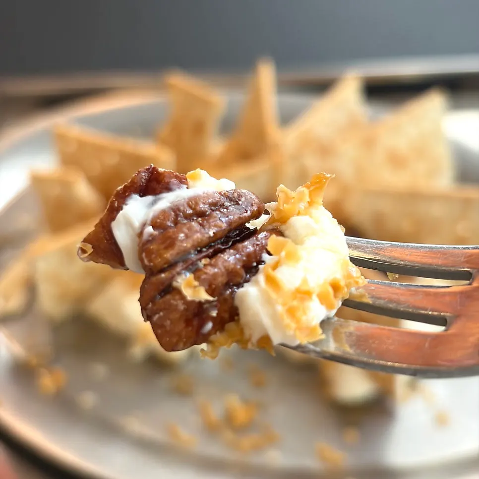 Part of the platter topped with nuts