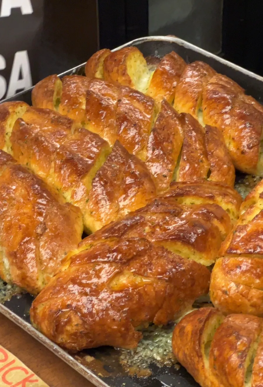 Hefty package of garlic baguettes