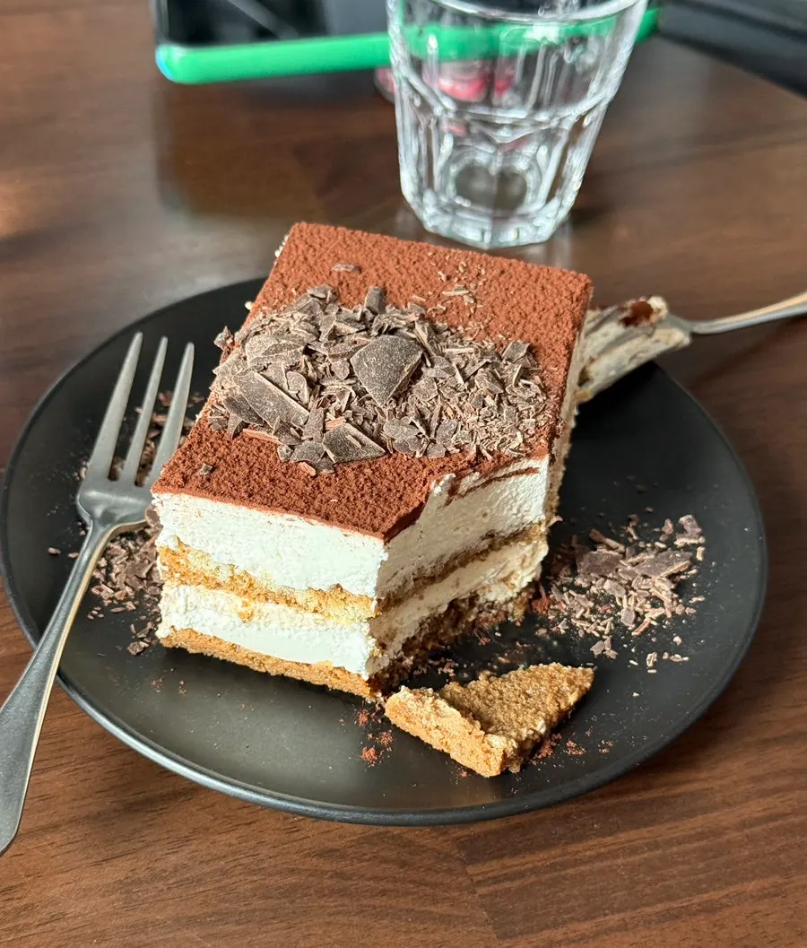 Classic tiramisu ordered with coffee