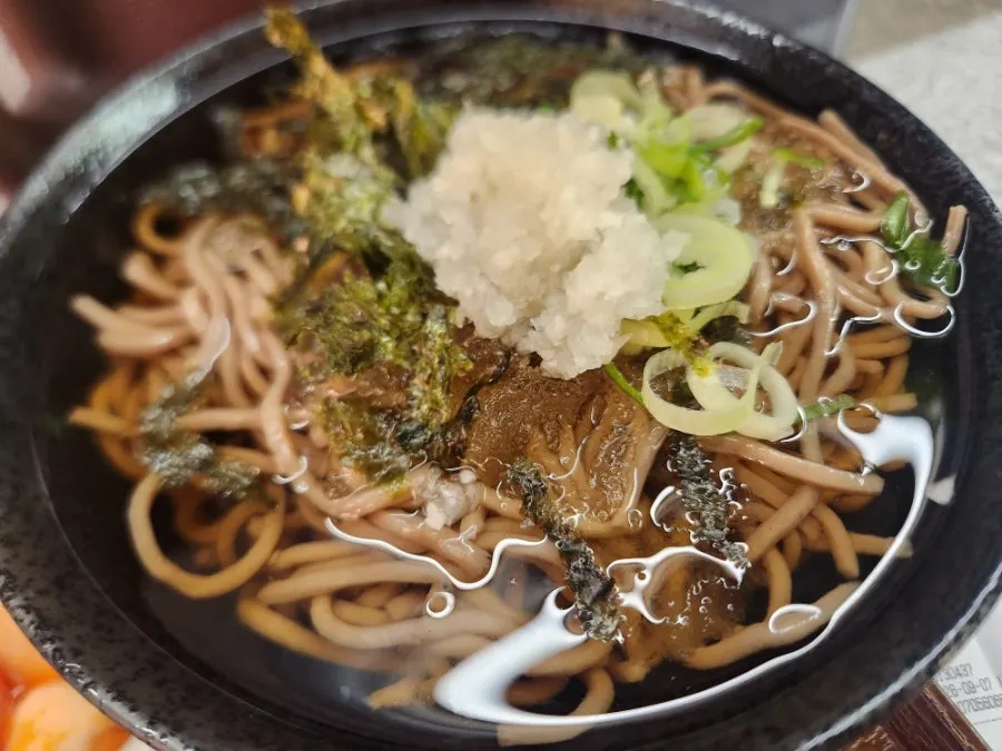 Cool cold soba served as part of the set