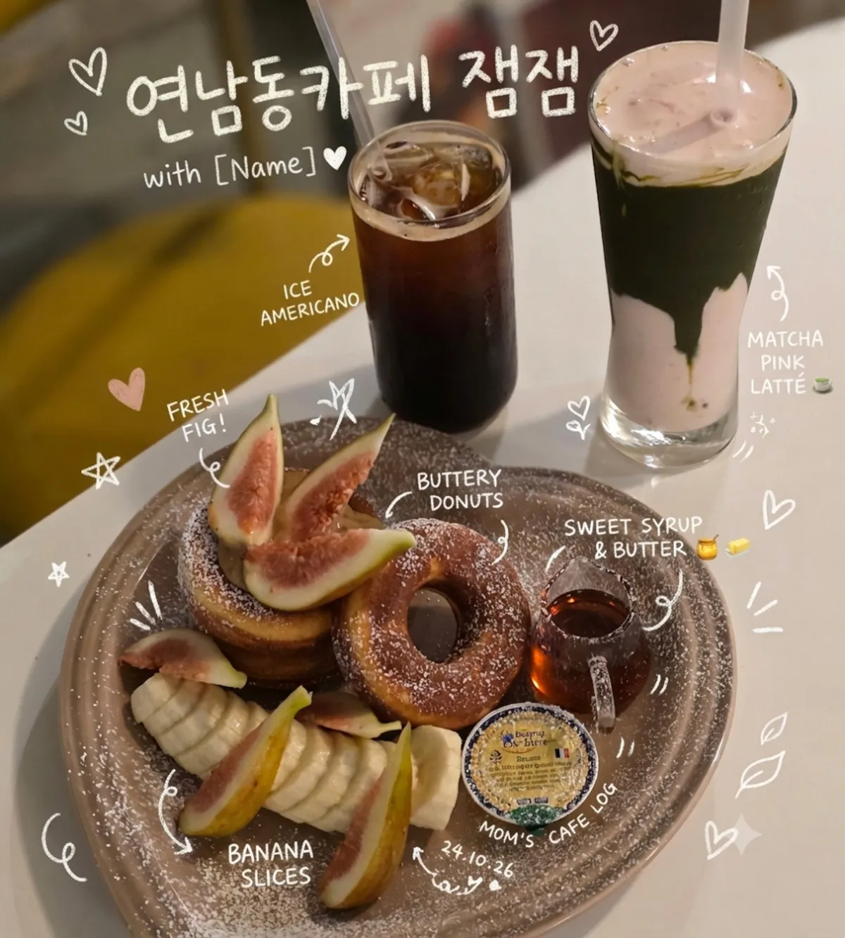 Fachada y letrero del café de brunch Jam Jam en Yeonnam-dong