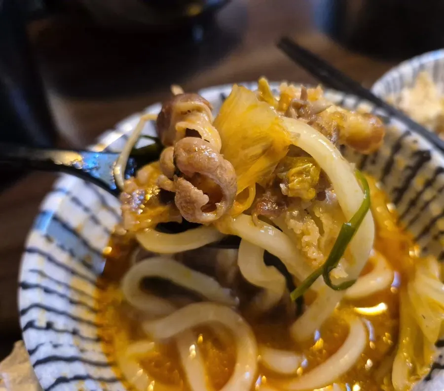 Jjambbong nabe with added udon