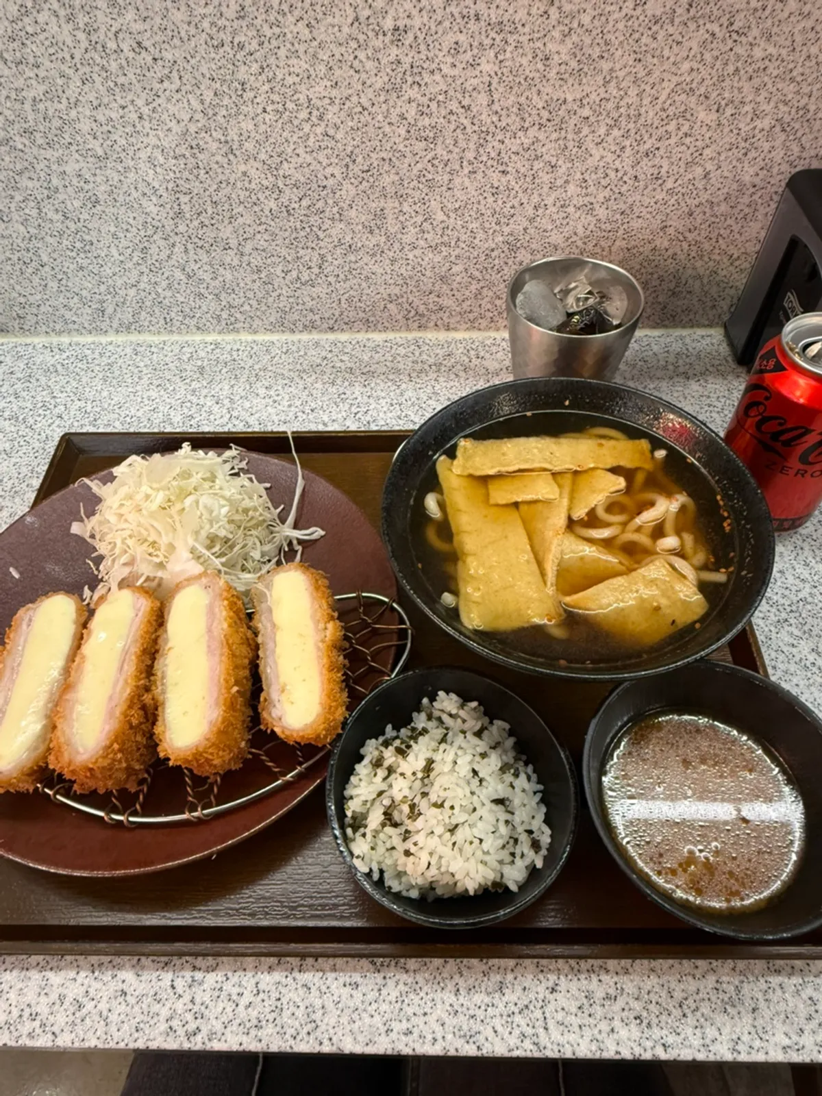 Solo set of cheese katsu and spicy udon at Katsu Monster Yeonnam Main Branch