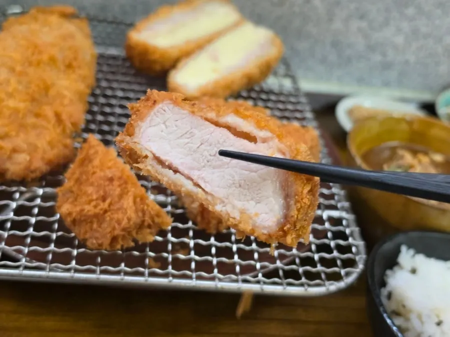 Tonkatsu eaten together with salad