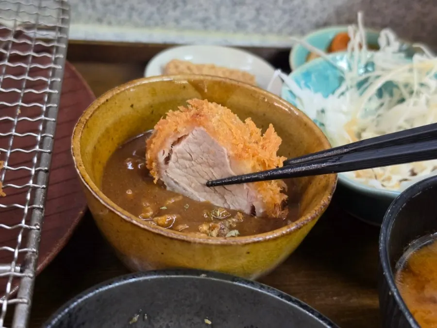 Stretchy cheese pulling from the cheese katsu