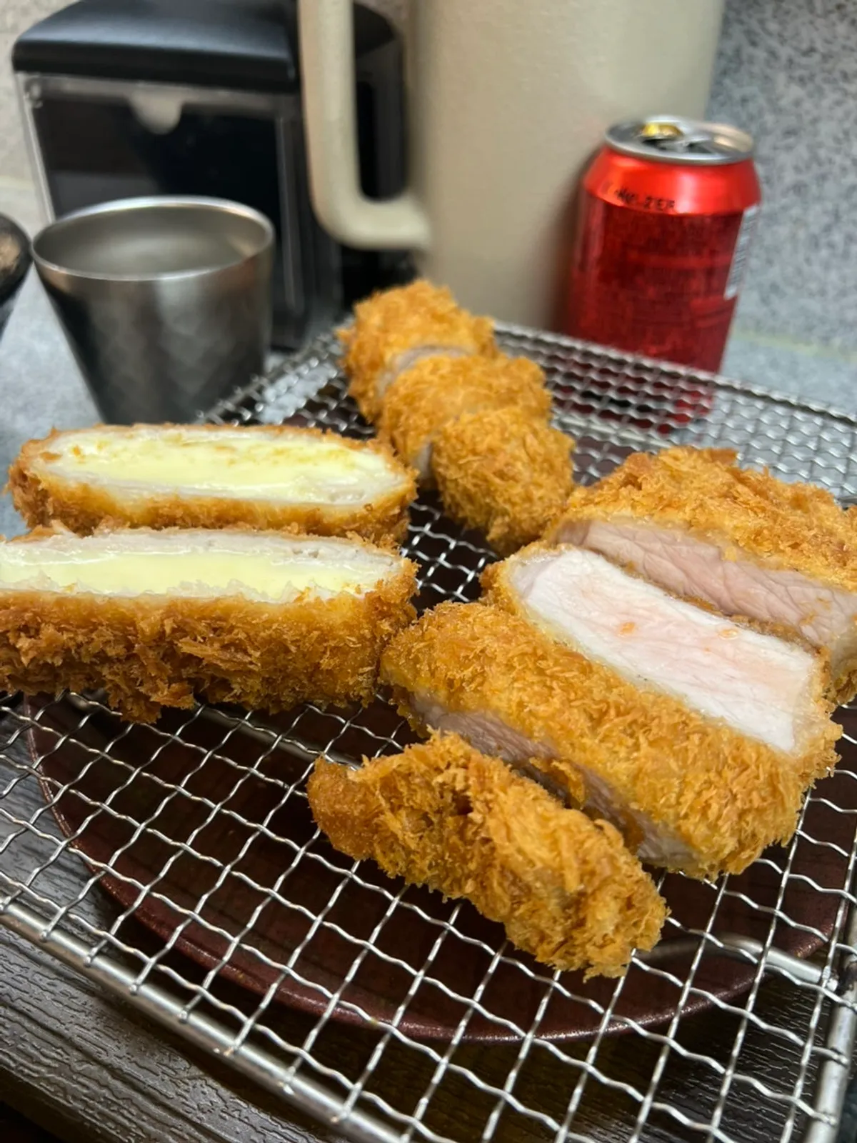 A piece of tonkatsu topped with wasabi