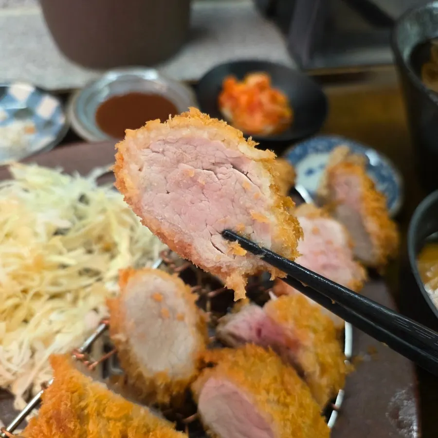 1인 세트 구성의 돈카츠와 장국