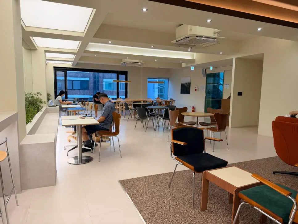 Second-floor work table area