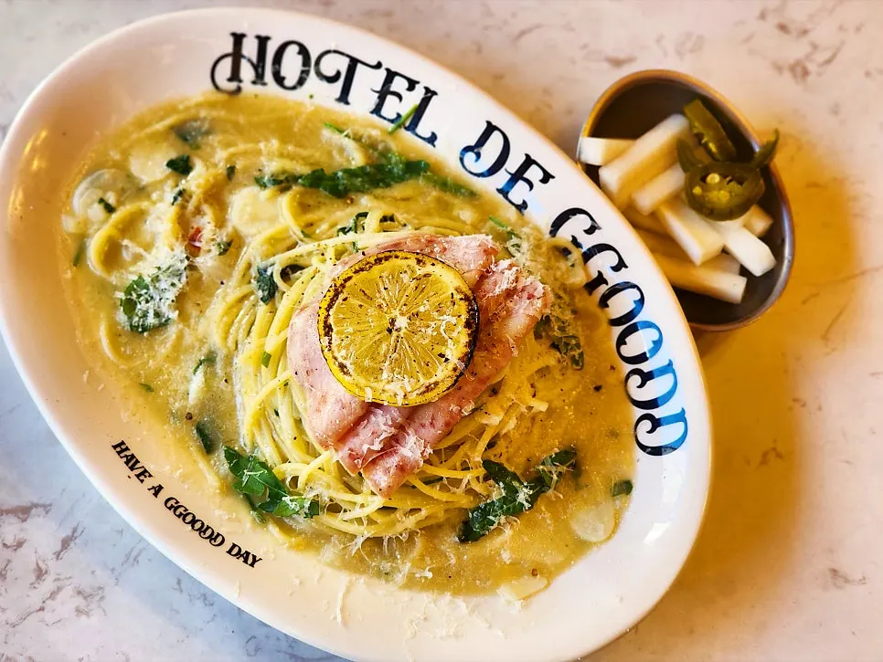 Mortadella lemon butter pasta