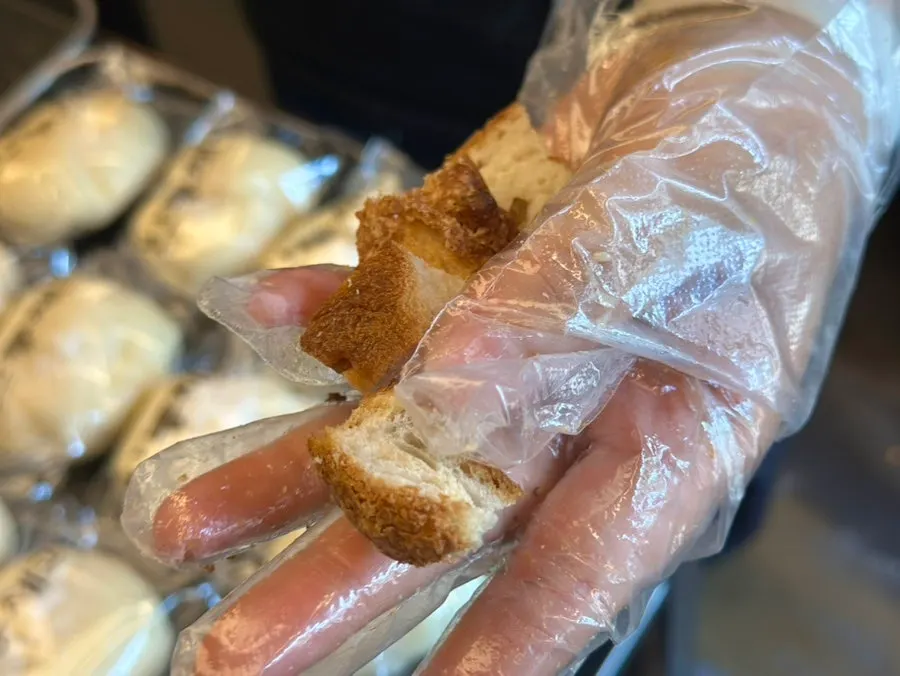 Bread cut into pieces for sampling