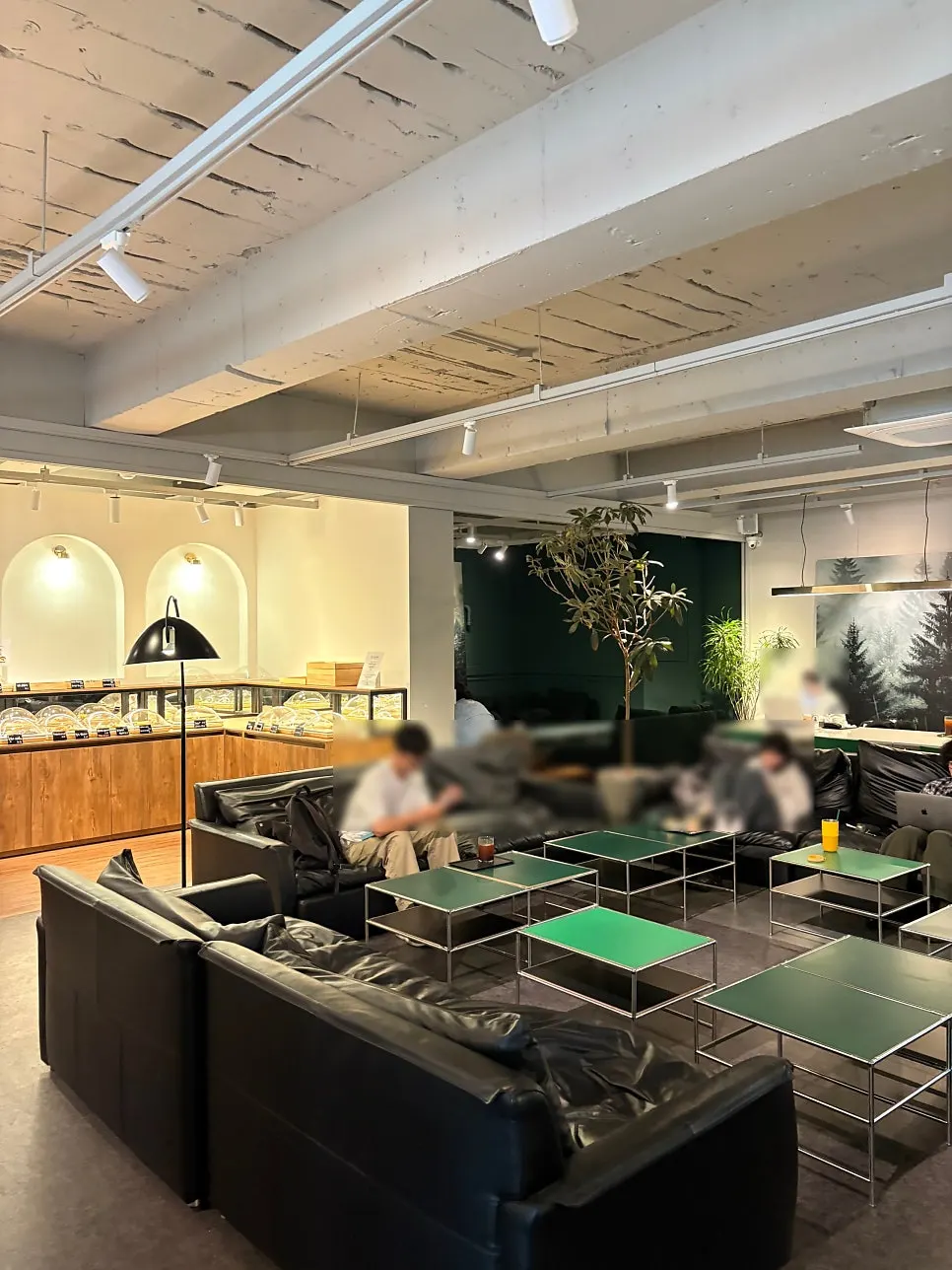 Black and green toned seating on Noknok's 1st floor