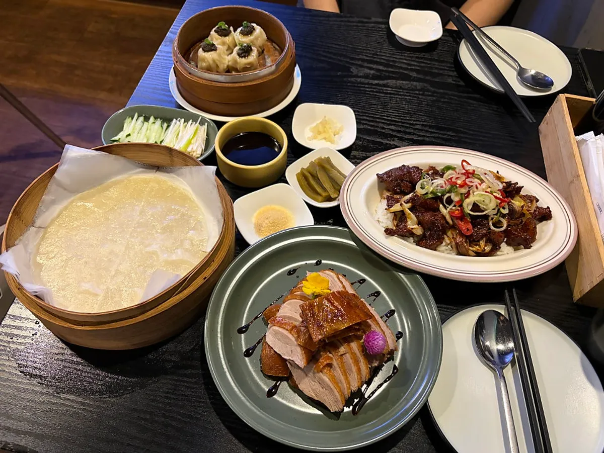 Ordered Peking duck, dim sum, and rice bowl