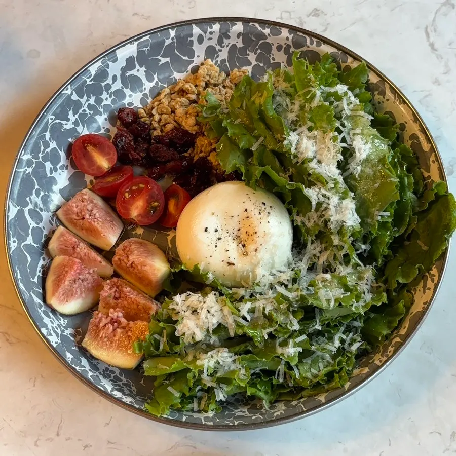 Burrata seasonal fruit salad