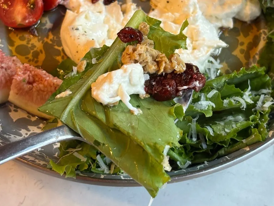 Salad served with pasta