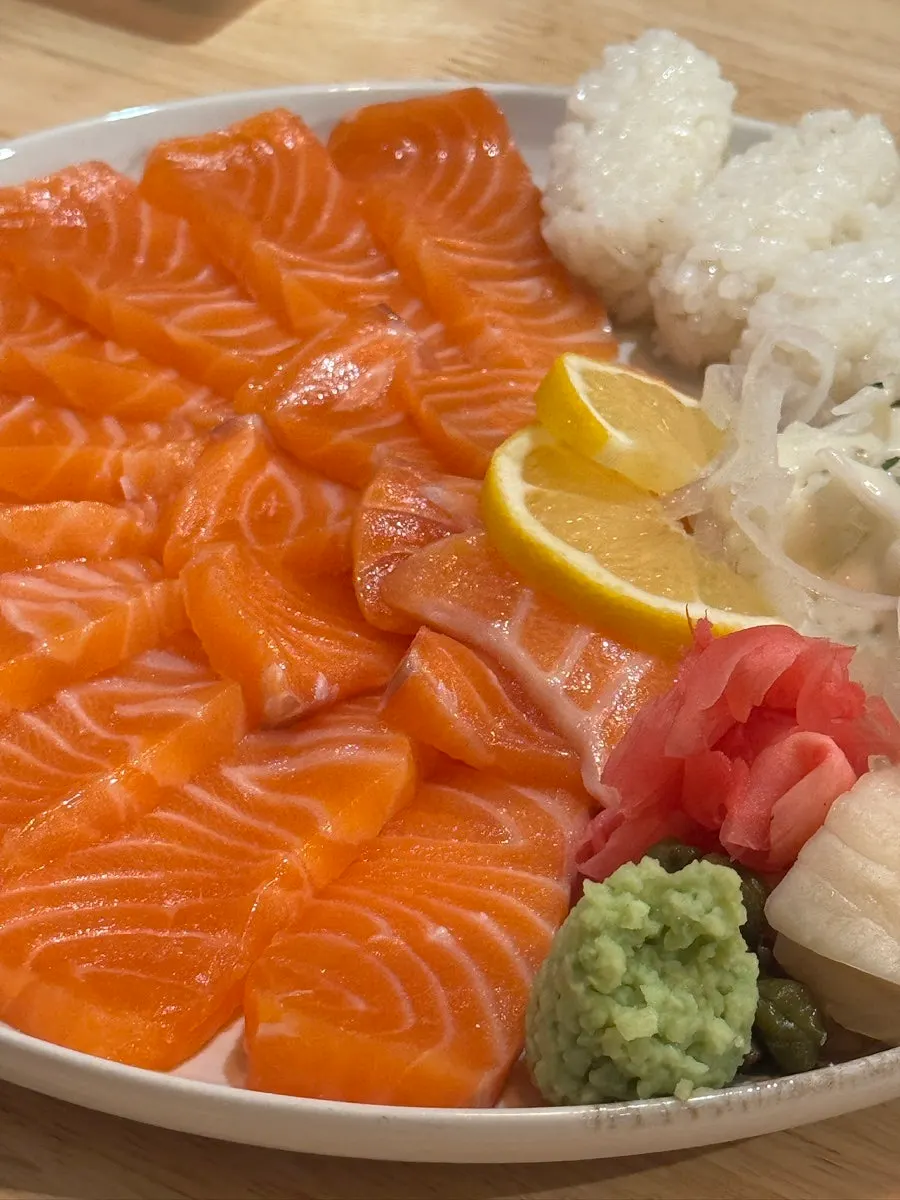 Aged salmon picked up with chopsticks