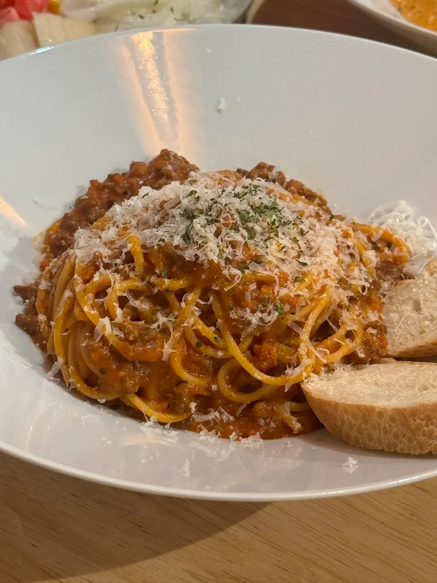 Close-up of the ragu pasta