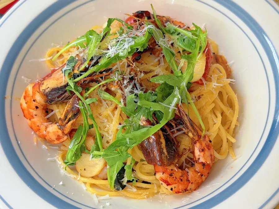 Shrimp aglio e olio pasta