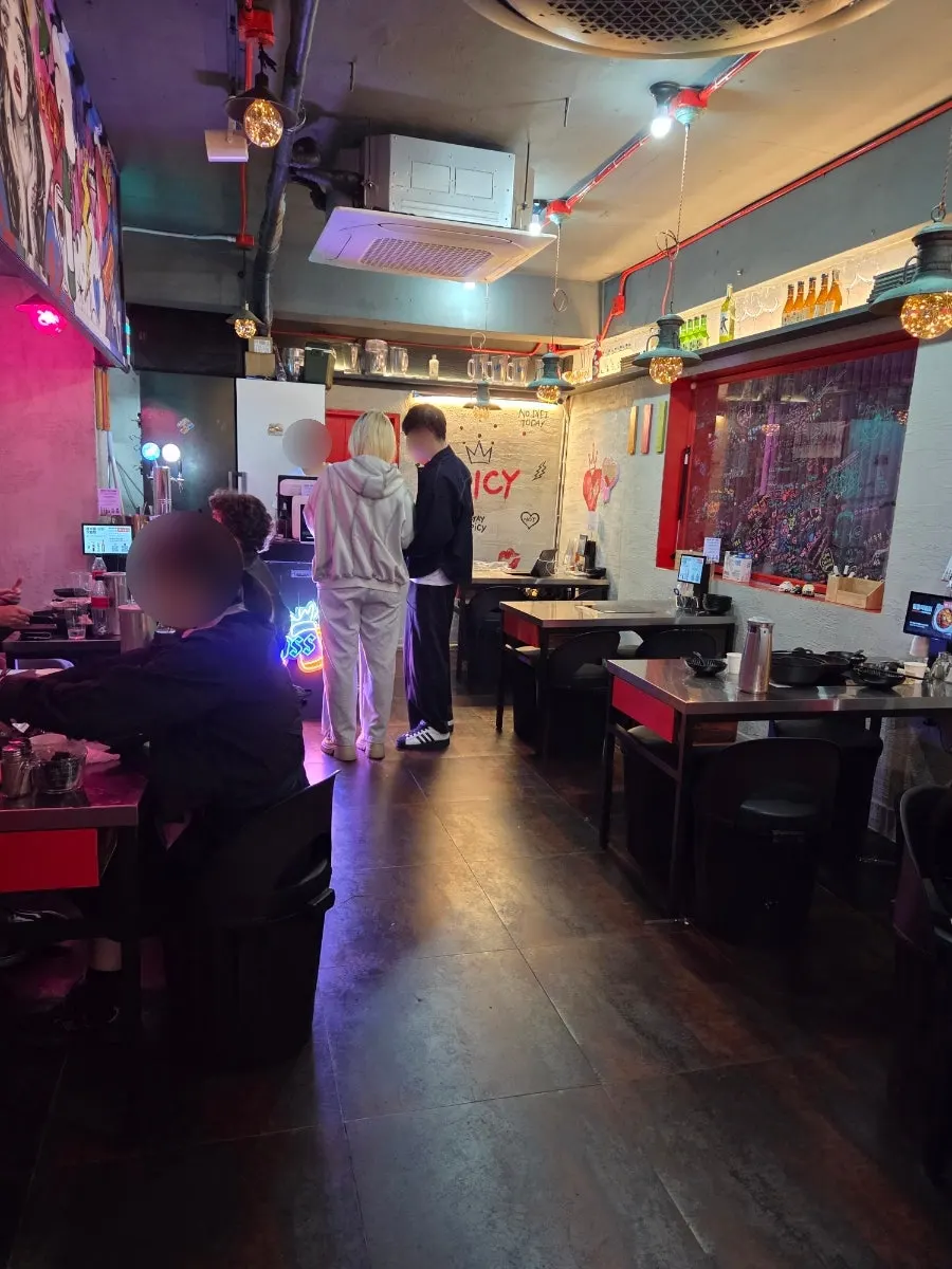 Seating inside the Yeonnam-dong snack restaurant