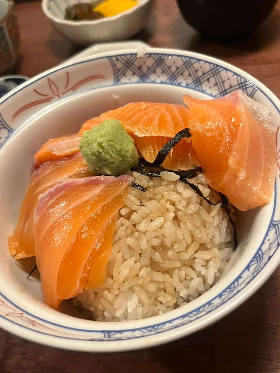 Salmon from salmon don with wasabi