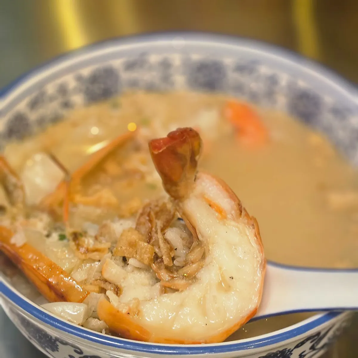 A full spread of shrimp gukbap and mala chicken