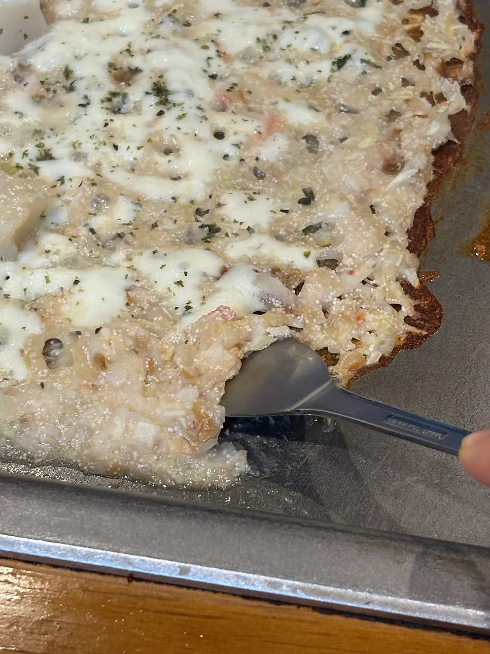 Monjayaki crisped onto the griddle