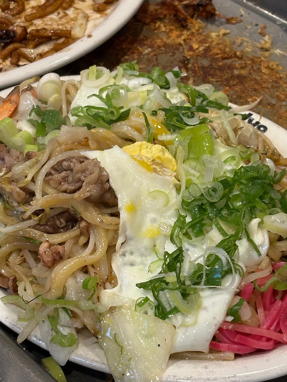 Shio yakisoba mixed with egg and vegetables
