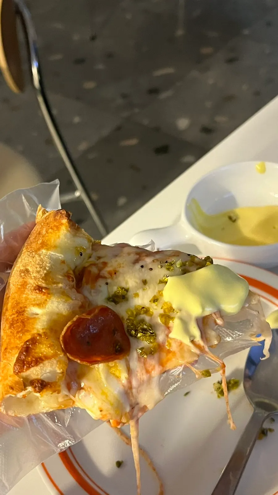 Spicy pepperoni pizza and cheese